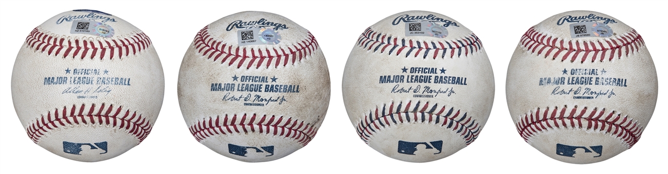 Lot of (4) Oakland As Game Used OML Baseballs (MLB Authenticated)